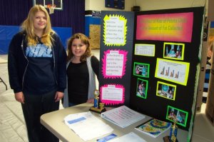 Brittany Whittington and Amber Monteer compared the grease content of various brands of potato chips for their 3rd place finish in the 2013 Missouri regional middle school science fair. 